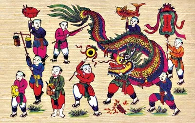 Tranh dân gian Việt Nam nhiều màu, trang nguồn không nêu tên bức tranh